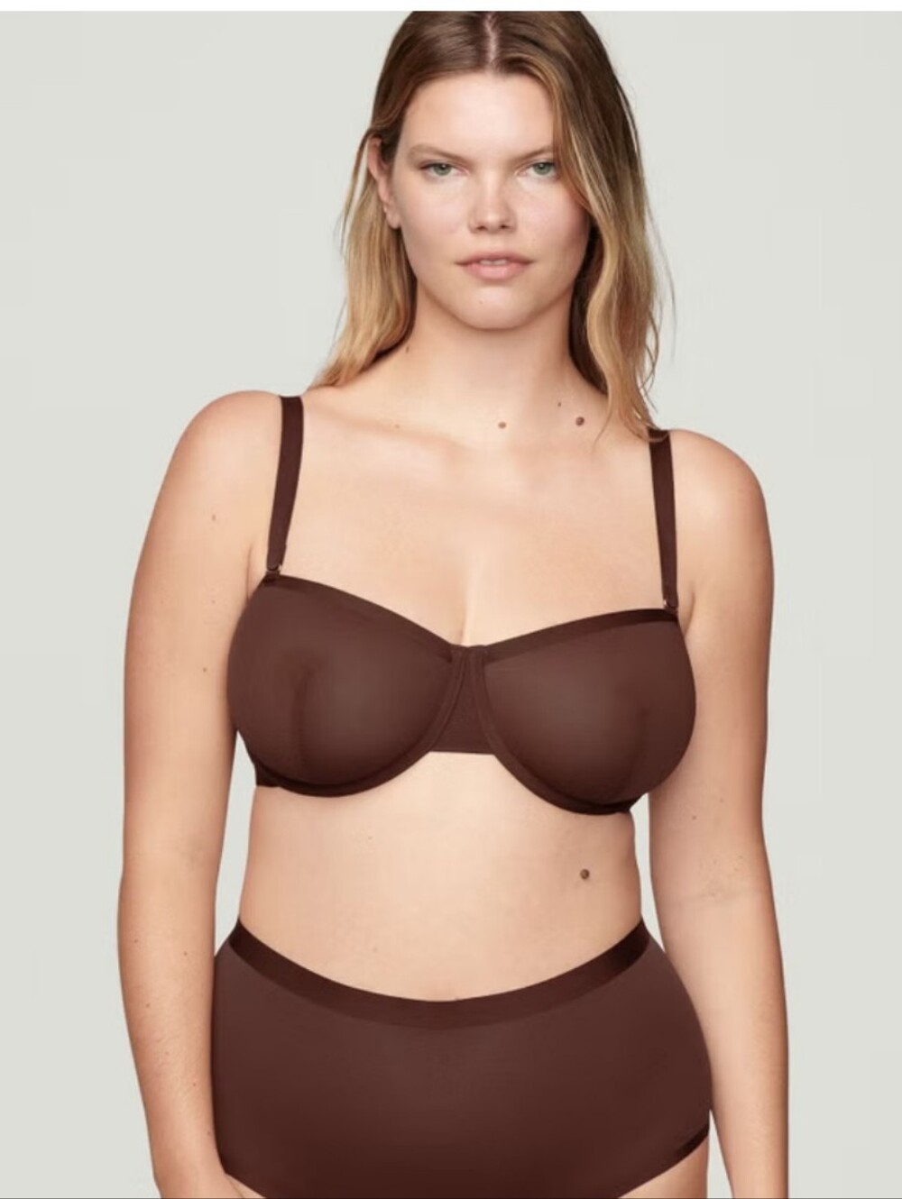 CUUP The balconette Mesh Bra 36B Brown Sexy Sheer Summer Comfy